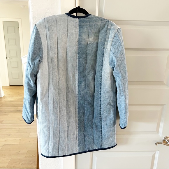 New Rare Redone 80s Denim Zip Puffer Jacket Indigo Reversible Levi’s Upcycled - Picture 4 of 9